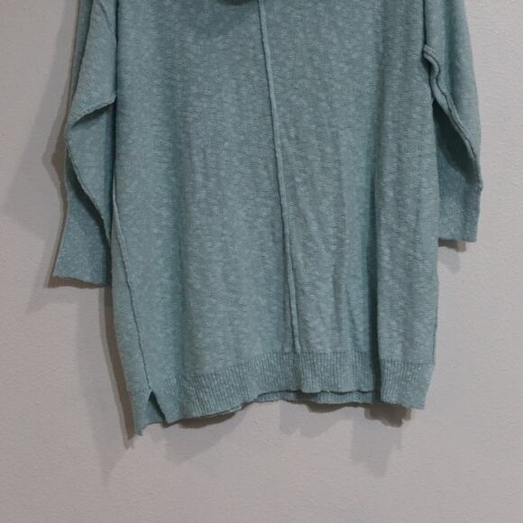 Turo by Vince Camuto Chalk Blue Exposed Seams Cowl Neck Sweater Sz L NWT - Picture 4 of 11